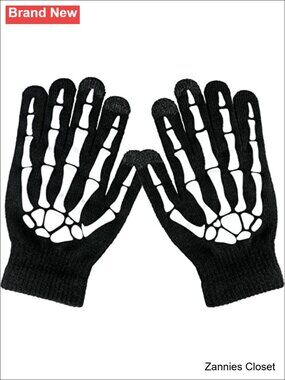 👻 Glow in the Dark Skeleton Gloves Touch Screen Fingertips Halloween Costume